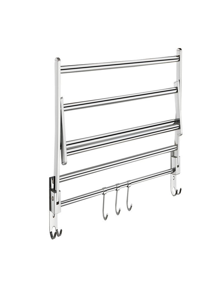 iSTAR Fully Stainless Steel Folding Towel Rack/Towel Stand/Towel Hanger/Bathroom Accessories (24 Inch, Silver) - Image 2
